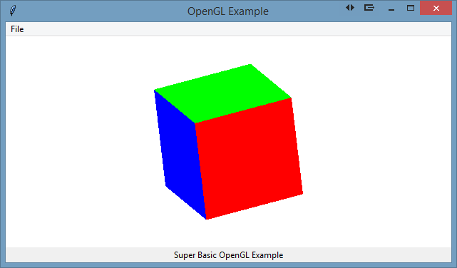 Tcl/TK app showing 3d cube in OpenGL.